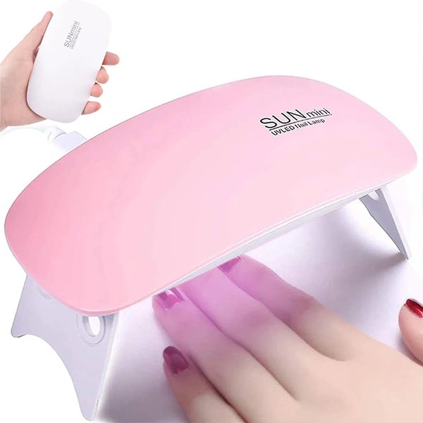 Lámpara de uñas mini portátil 6W UV/LED color rosa