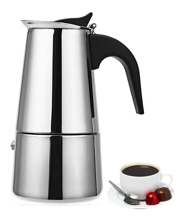 Cafetera italiana espresso clásica de aluminio con mango negro | Zorby
